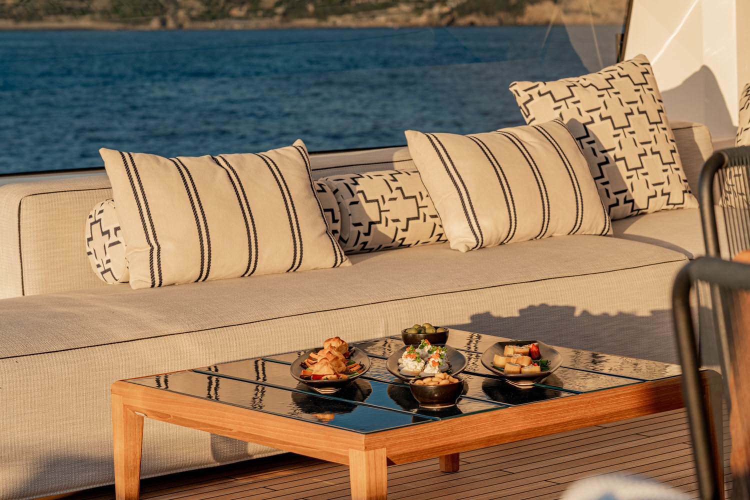 Luxury yacht exterior with modern design and spacious deck, captured during a yacht photoshoot in Monaco