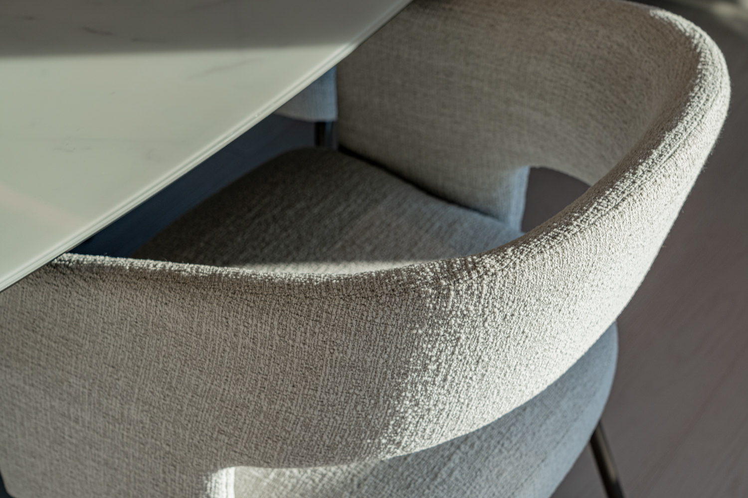 Close-up of an elegant chair detail aboard a luxury yacht, photographed in Saint-Tropez.