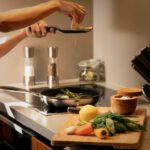 A dish being prepared in a yacht galley during a lifestyle photography production.
